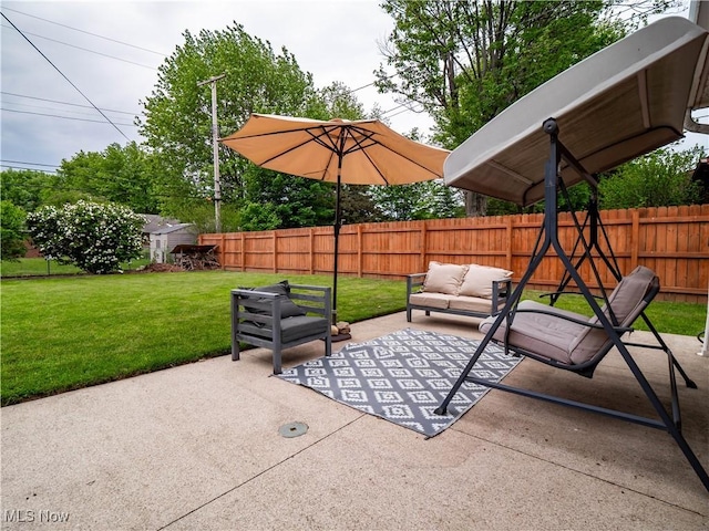 4482 Ranchview Ave, North Olmsted, OH 44070 - view of patio / terrace featuring outdoor lounge area and an outbuilding