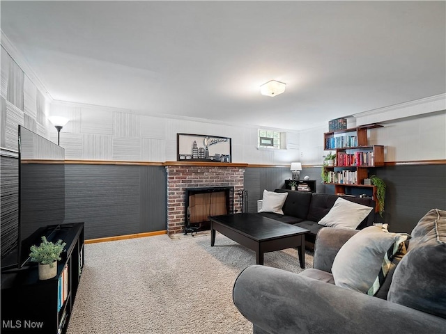 4482 Ranchview Ave, North Olmsted, OH 44070 - carpeted living room featuring a fireplace