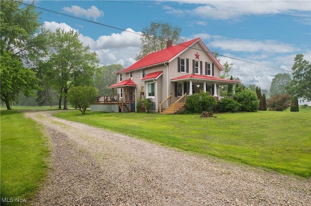625 Bristol Champion Townline Rd NW, Bristolville, OH 44402 - view of front of property with a front lawn, a chimney, and dirt driveway