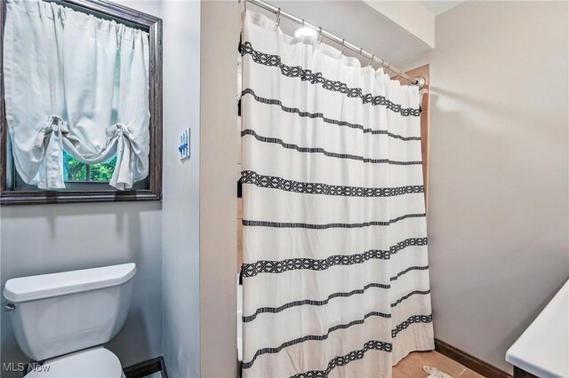 298 W Chestnut St, Lisbon, OH 44432 - bathroom with toilet and a shower with shower curtain