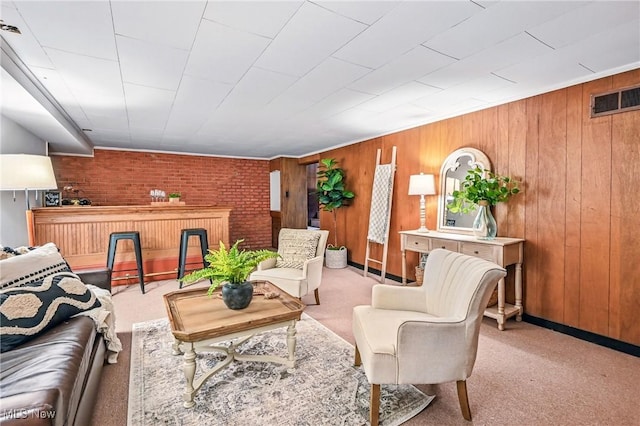 298 W Chestnut St, Lisbon, OH 44432 - living area featuring carpet flooring and wood walls