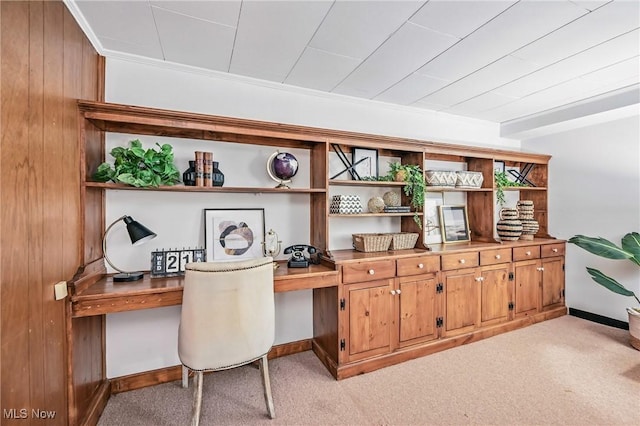 298 W Chestnut St, Lisbon, OH 44432 - office area with built in desk, light colored carpet, and baseboards