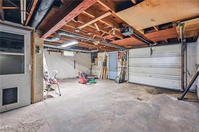 298 W Chestnut St, Lisbon, OH 44432 - garage featuring electric panel and a garage door opener