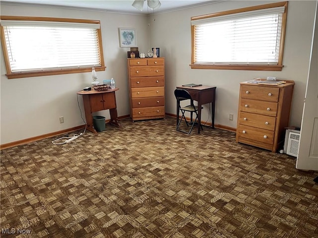 455 Smithfield St, Dillonvale, OH 43917 - bedroom featuring multiple windows, baseboards, and ornamental molding