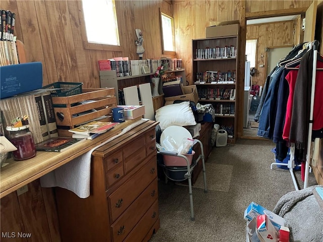 455 Smithfield St, Dillonvale, OH 43917 - home office with wood walls and carpet