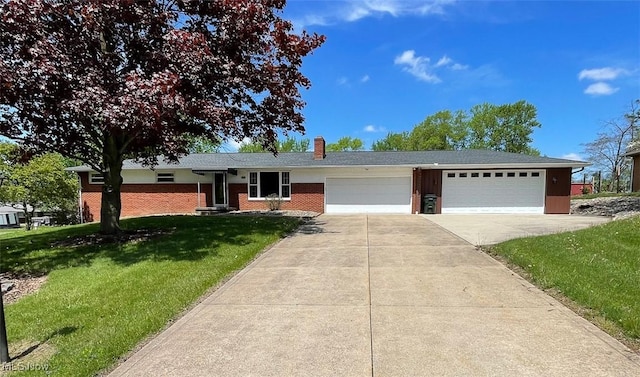 6391 Viking, East Canton, OH 44730 - single story home featuring concrete driveway, a garage, a chimney, a front lawn, and brick siding