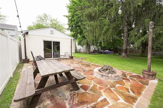 1087 Madrid Dr, Akron, OH 44313 - view of patio featuring an outdoor fire pit and outdoor dining area