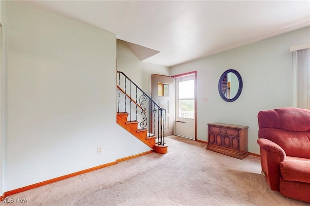 213 Pico St, Steubenville, OH 43952 - carpeted foyer with stairway and baseboards