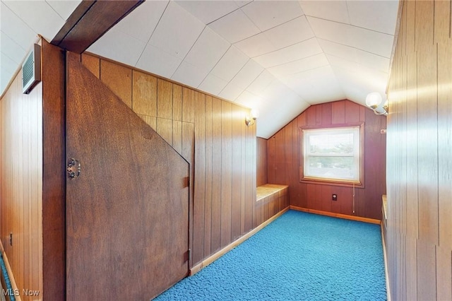 213 Pico St, Steubenville, OH 43952 - bonus room with lofted ceiling, wooden walls, and carpet