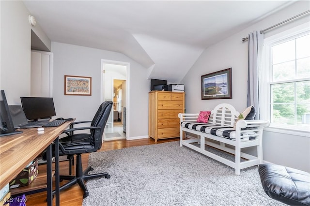 23935 Duffield Rd, Shaker Heights, OH 44122 - office area featuring wood finished floors and vaulted ceiling