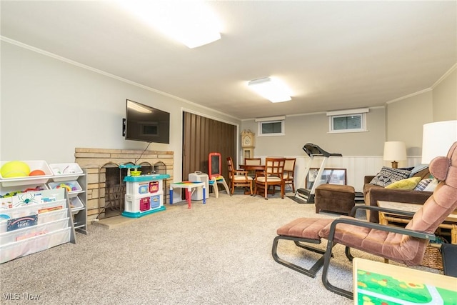 23935 Duffield Rd, Shaker Heights, OH 44122 - playroom with ornamental molding and carpet