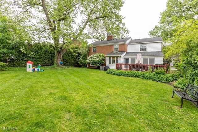 23935 Duffield Rd, Shaker Heights, OH 44122 - view of green lawn with a deck