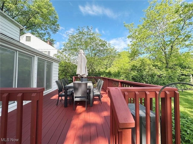 23935 Duffield Rd, Shaker Heights, OH 44122 - wooden terrace with outdoor dining space