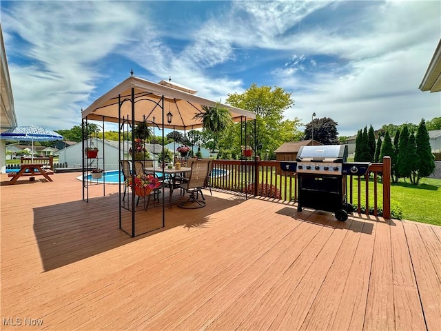 2308 Bears Den Rd, Youngstown, OH 44511 - wooden terrace with outdoor dining space, a lawn, and area for grilling