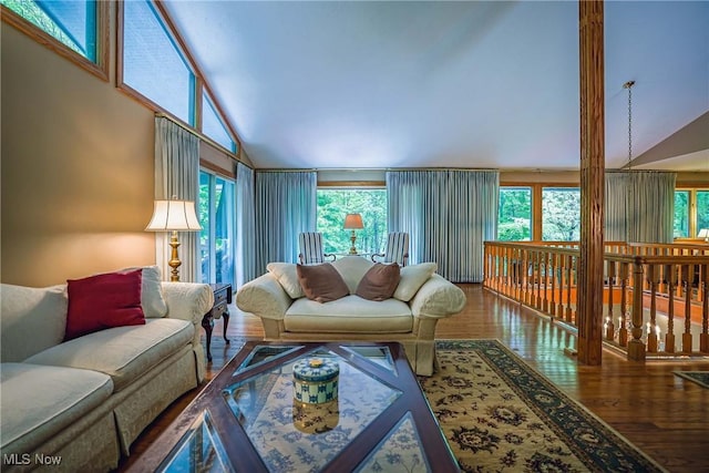 875 N Medina Line Rd, Akron, OH 44333 - living area with vaulted ceiling, healthy amount of natural light, and wood finished floors