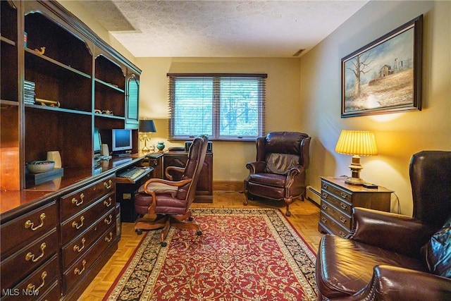 875 N Medina Line Rd, Akron, OH 44333 - office with a textured ceiling and baseboard heating