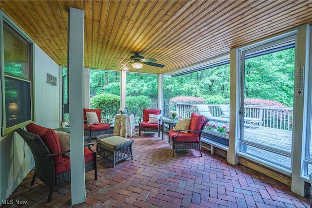 875 N Medina Line Rd, Akron, OH 44333 - sunroom / solarium featuring a ceiling fan and an outdoor hangout area