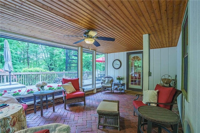 875 N Medina Line Rd, Akron, OH 44333 - sunroom with ceiling fan and an outdoor living space