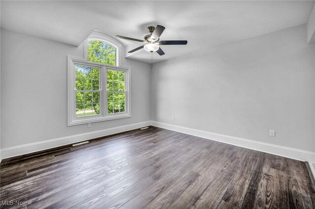 2344 Country Brook Dr, Hinckley, OH 44233 - empty room with ceiling fan, baseboards, and dark wood-style floors