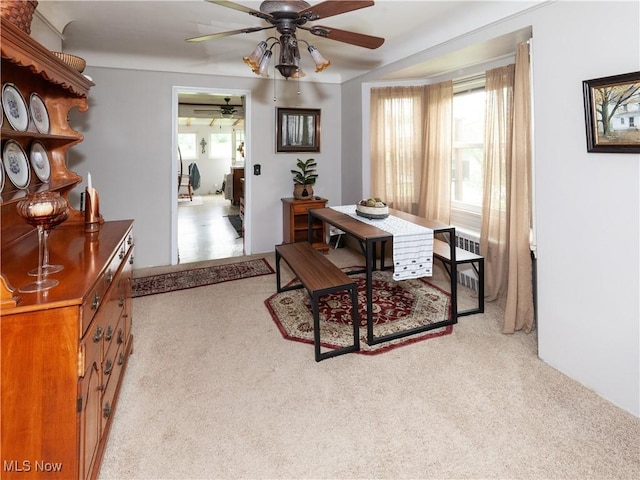 12209 Tinkers Creek Rd, Valley View, OH 44125 - dining space with ceiling fan and carpet flooring