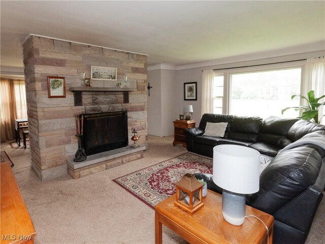 12209 Tinkers Creek Rd, Valley View, OH 44125 - carpeted living room with a fireplace
