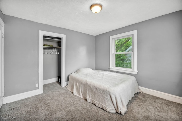 10234 Park Heights Rd, Cleveland, OH 44104 - bedroom with carpet flooring, a closet, baseboards, and a textured ceiling