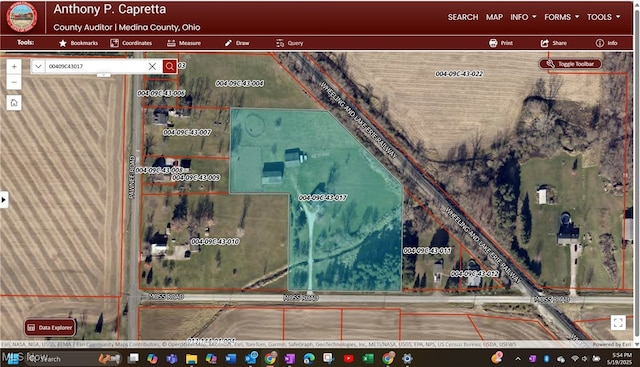 10677 Moss Rd, Lodi, OH 44254 - aerial view of property's location with property boundaries highlighted