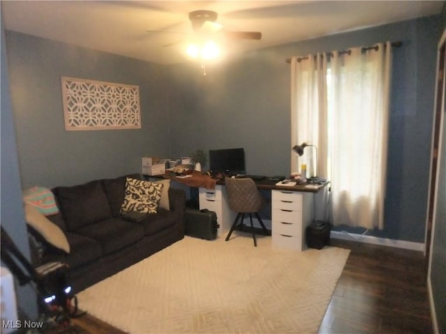 10677 Moss Rd, Lodi, OH 44254 - office space featuring ceiling fan, dark wood-style floors, and plenty of natural light