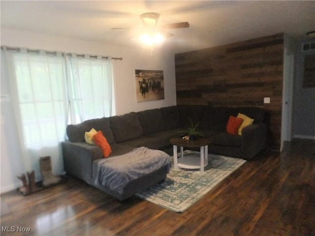10677 Moss Rd, Lodi, OH 44254 - living room with ceiling fan and wood finished floors