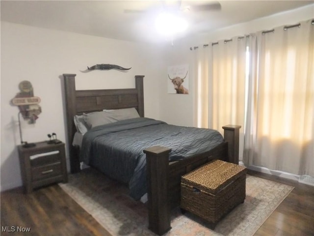 10677 Moss Rd, Lodi, OH 44254 - bedroom with wood finished floors and ceiling fan