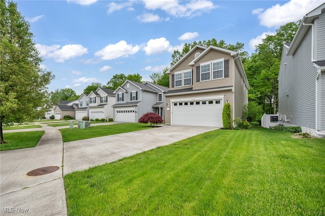 713 Westpointe Dr, Amherst, OH 44001 - traditional-style home featuring a garage, a residential view, a front lawn, and driveway