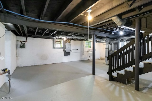 3566 Ludgate Rd, Shaker Heights, OH 44120 - below grade area with electric panel, gas meter, stairway, and a sink