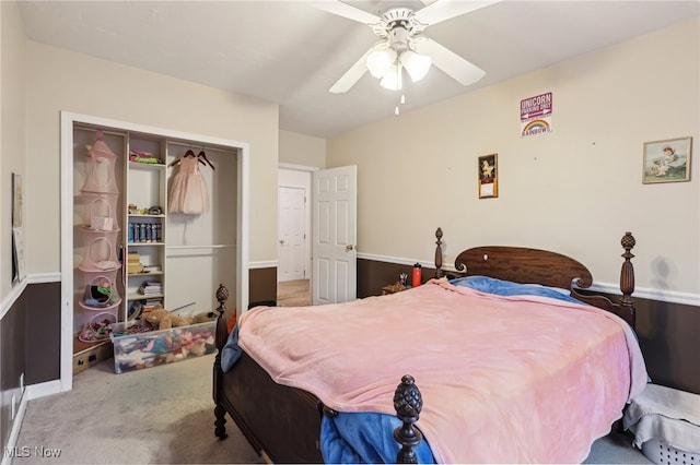 153 N Doan Ave, Painesville, OH 44077 - bedroom with carpet, baseboards, a ceiling fan, and a closet