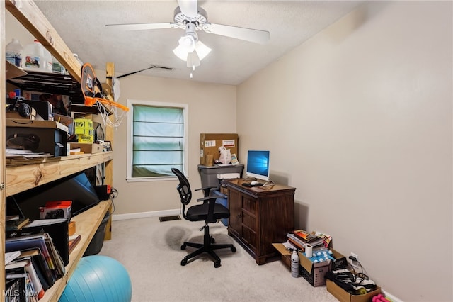 153 N Doan Ave, Painesville, OH 44077 - carpeted office space featuring ceiling fan, baseboards, and a textured ceiling