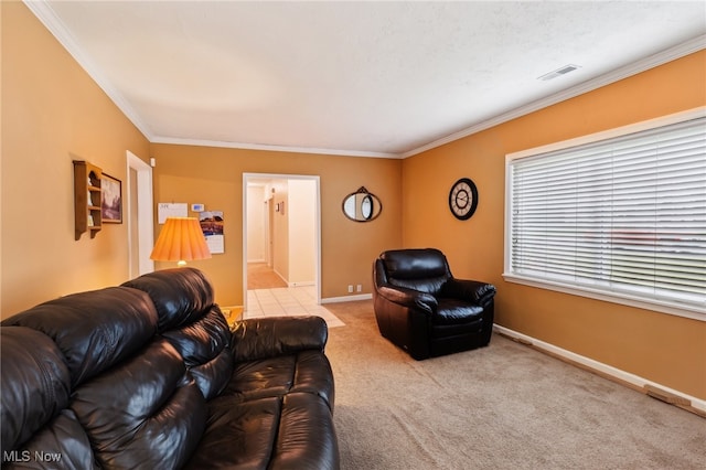 153 N Doan Ave, Painesville, OH 44077 - living area with crown molding, carpet flooring, and baseboards