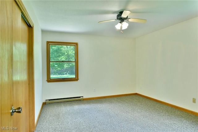 5990 Stewart Sharon Rd, Hubbard, OH 44425 - unfurnished room with baseboard heating, carpet, and ceiling fan