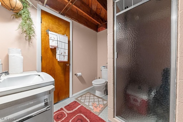 1033 Briarcliff Ave, Alliance, OH 44601 - bathroom with vanity, a stall shower, and toilet