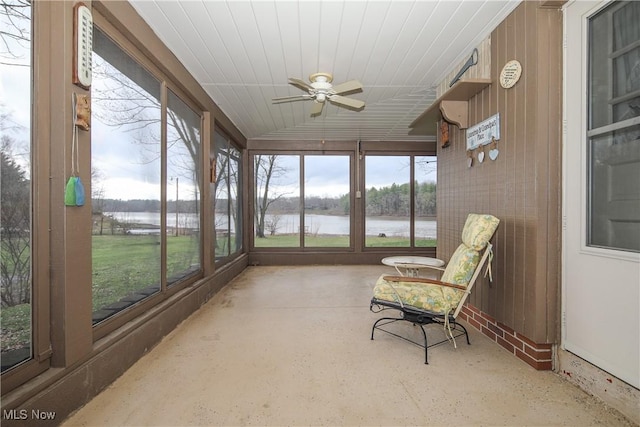 58429 Lashley Rd, Senecaville, OH 43780 - sunroom with a water view and a ceiling fan