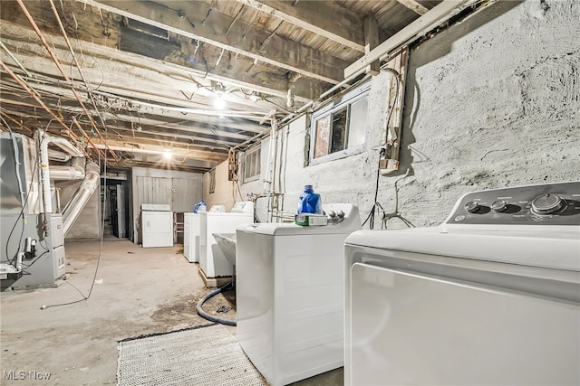 11020 Woodstock Ave, Cleveland, OH 44104 - laundry room featuring independent washer and dryer and heating unit