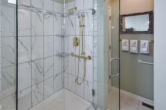 3691 Lexington Ct, Westlake, OH 44145 - full bathroom with a stall shower, tile patterned floors, and baseboards