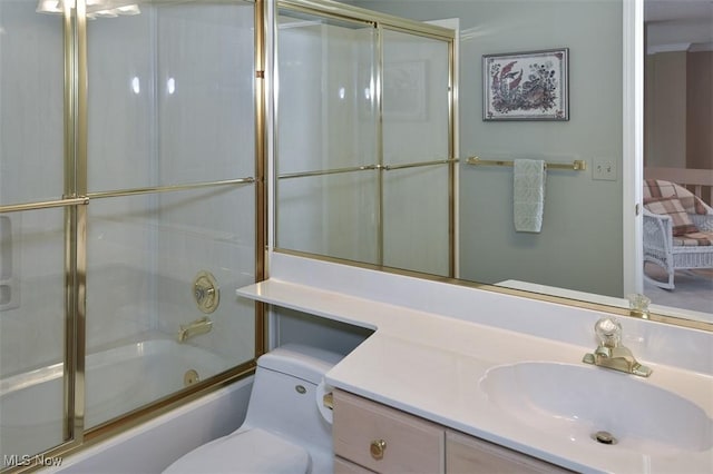3691 Lexington Ct, Westlake, OH 44145 - full bathroom with toilet, vanity, and shower / bath combination with glass door