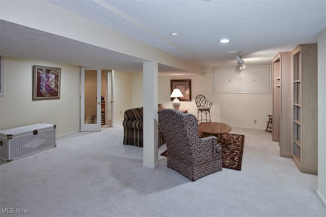 3691 Lexington Ct, Westlake, OH 44145 - living area featuring light colored carpet, baseboards, and recessed lighting
