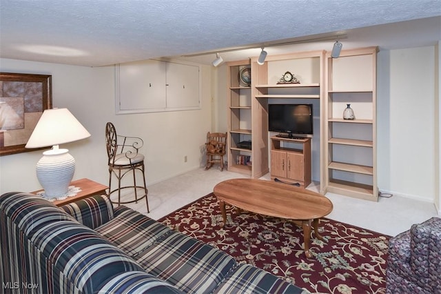 3691 Lexington Ct, Westlake, OH 44145 - carpeted living area featuring a textured ceiling