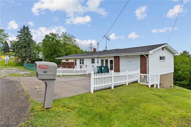 68951 Pine Terrace Rd, Bridgeport, OH 43912 - single story home with a garage, brick siding, and a chimney