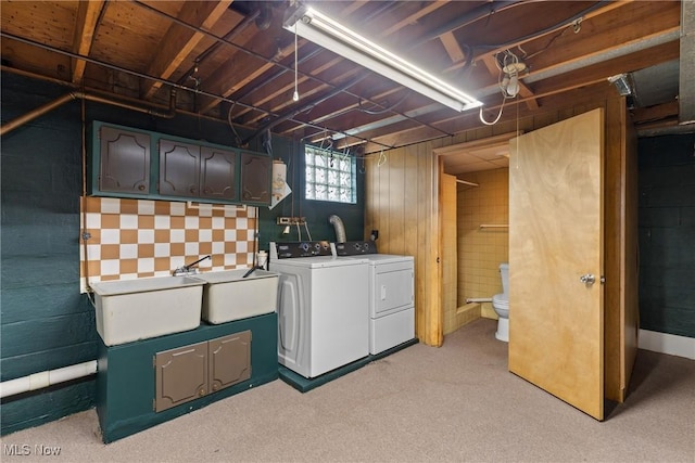 68951 Pine Terrace Rd, Bridgeport, OH 43912 - laundry area featuring washer and clothes dryer and light colored carpet