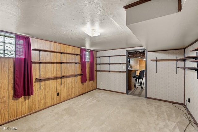 68951 Pine Terrace Rd, Bridgeport, OH 43912 - basement with carpet flooring and a textured ceiling