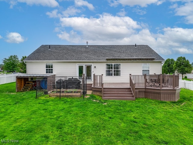 2042 Summer Evening Dr, Canal Fulton, OH 44614 - rear view of house featuring a wooden deck and a shingled roof