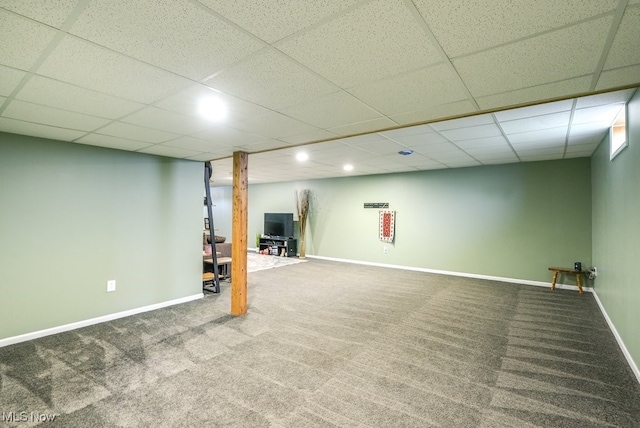 2042 Summer Evening Dr, Canal Fulton, OH 44614 - finished below grade area with carpet flooring, baseboards, a drop ceiling, and recessed lighting