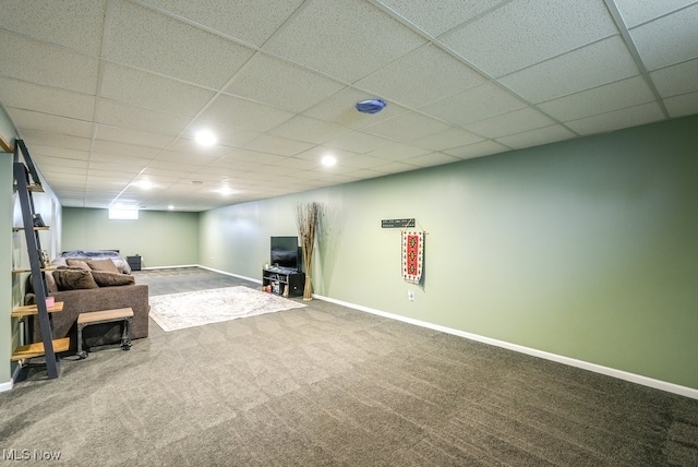 2042 Summer Evening Dr, Canal Fulton, OH 44614 - living area with carpet floors, baseboards, a drop ceiling, and recessed lighting
