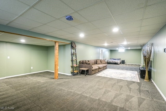 2042 Summer Evening Dr, Canal Fulton, OH 44614 - carpeted living area with baseboards, a paneled ceiling, and recessed lighting